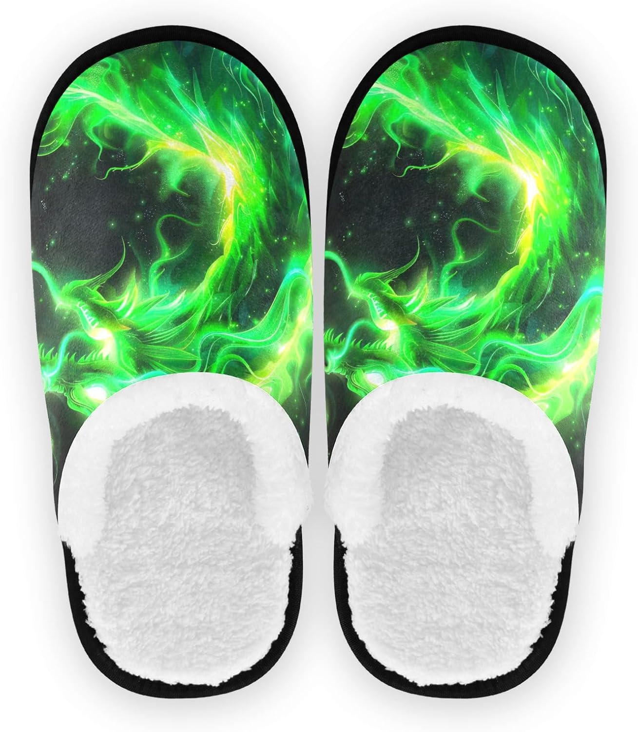 

Домашние тапочки UMIRIKO Green Flame Dragon Loong для женщин и мужчин, моющиеся, с нескользящей подошвой, с сумкой для хранения, для путешествий и спа 20856152, зеленый