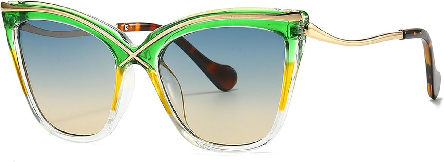 

Модные солнцезащитные очки «кошачий глаз» для женщин, винтажные коричнево-зеленые оттенки, роскошные женские солнцезащитные очки с защитой от ультрафиолета UV400 mincl, Green