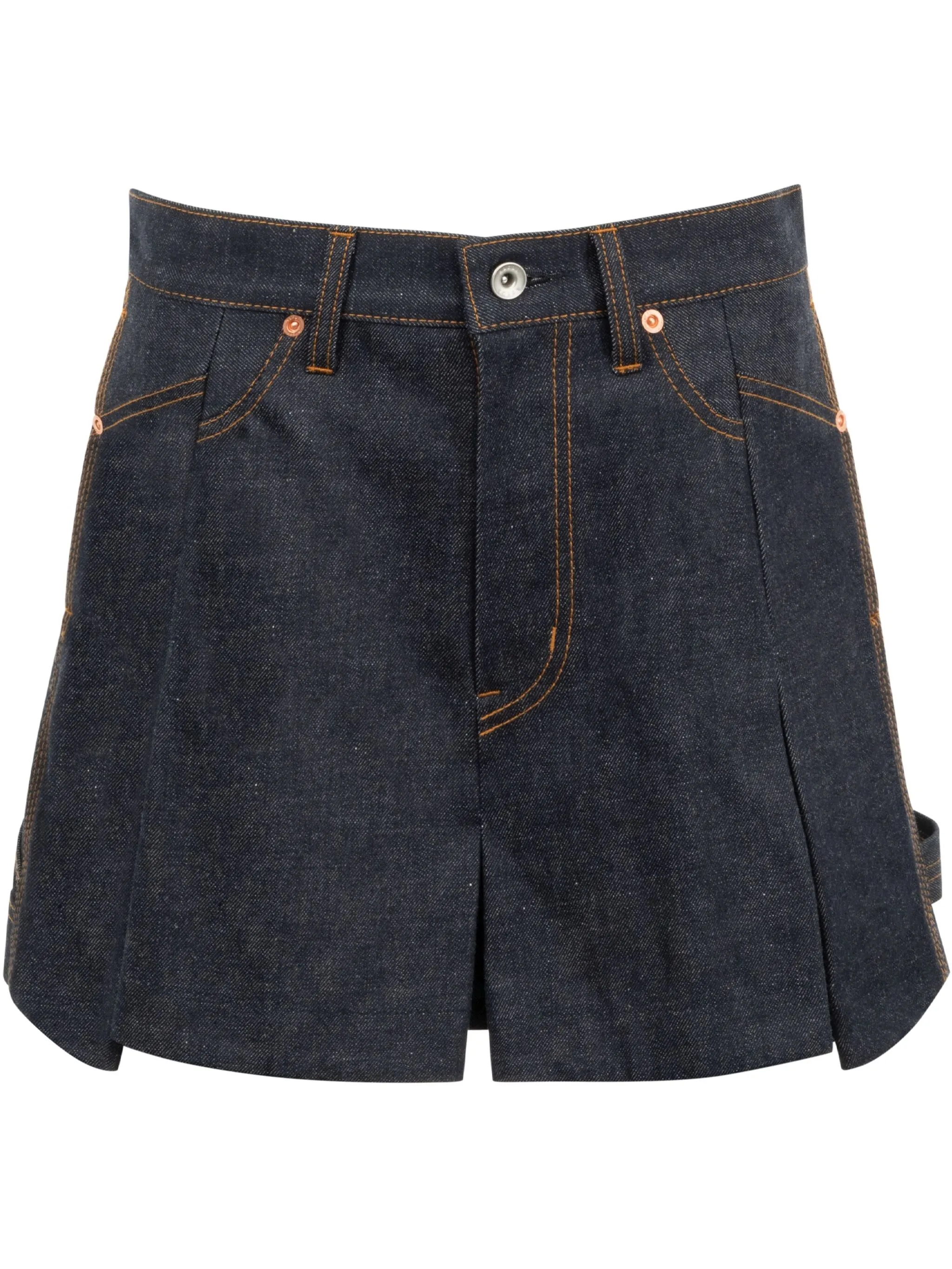 

Джинсовые шорты со складками Sacai, синий