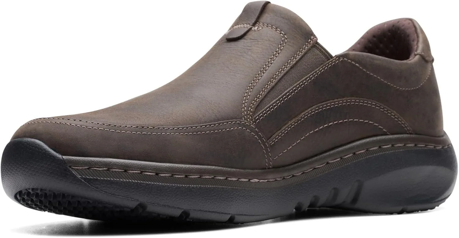 Мужские домашние лоферы Clarks Pro Step изготовлены из высококачественной кожи, темно-коричневый