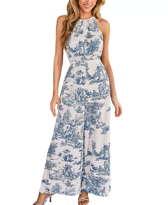 

Женский очаровательный комбинезон-халтер Toile Cupshe, синий