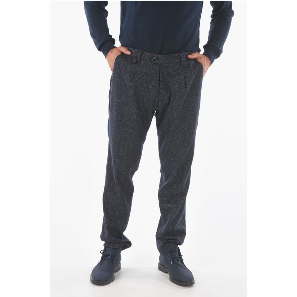 

Брюки из смеси шерсти с одинарной складкой RAVAL1P.L. в елочку Cruna, Blue