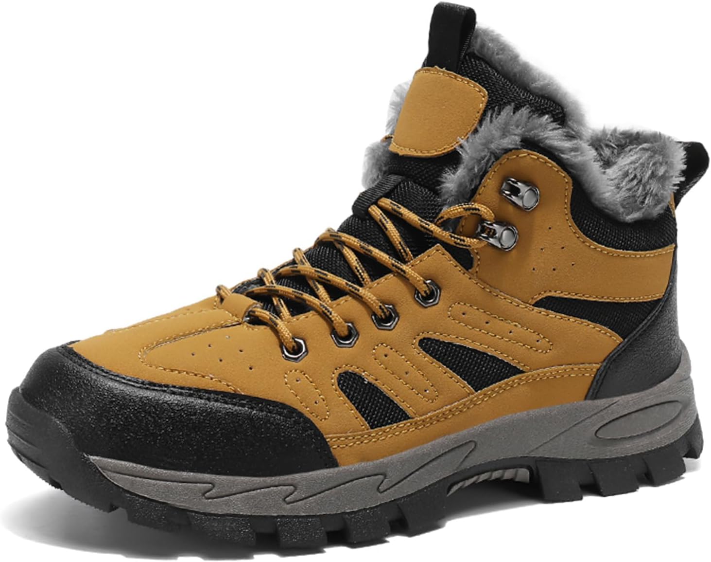 

Зимние мужские теплые снегоступы из кожи, водонепроницаемые плюшевые походные ботинки Generic, хаки