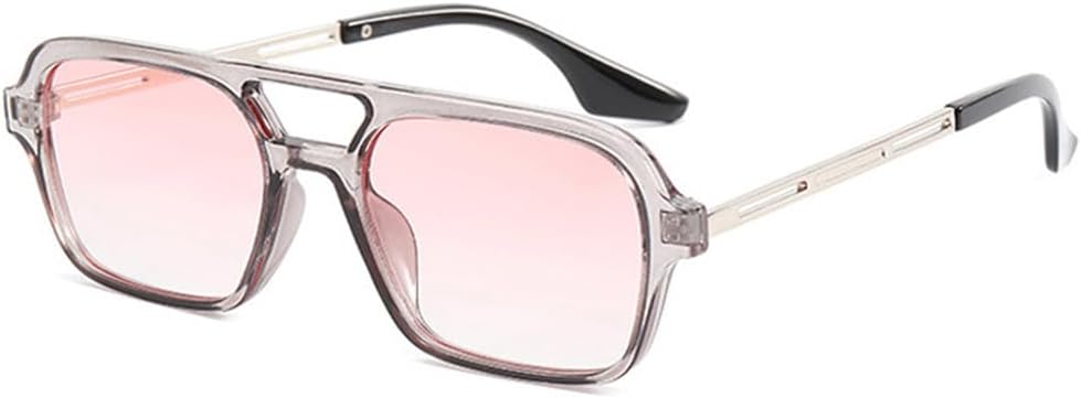 

Ретро солнцезащитные очки с двойной перемычкой для женщин, модные прозрачные линзы цвета океана, защита от УФ-излучения UV400, модные мужские металлические полые солнцезащитные очки generic, Gray Black Pink