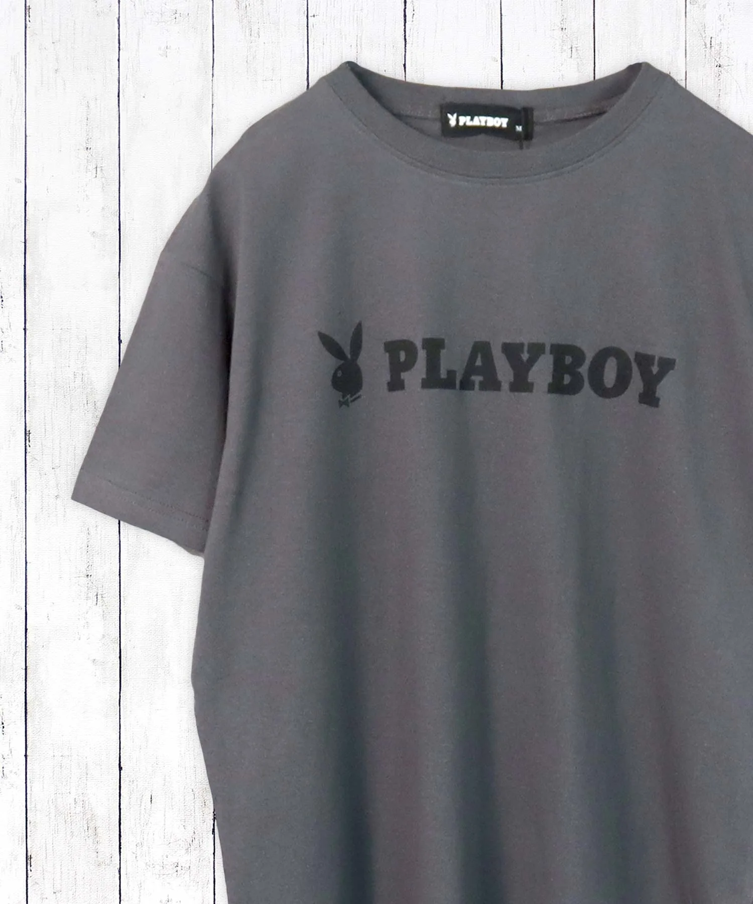 Детская хлопковая футболка с логотипом PLAYBOY серая