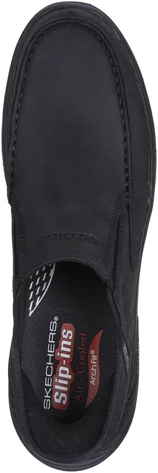 Мужские слипоны Skechers USA Arch Fit Motley - Milo Moc Toe с эластичными вставками из кожи — фото 4