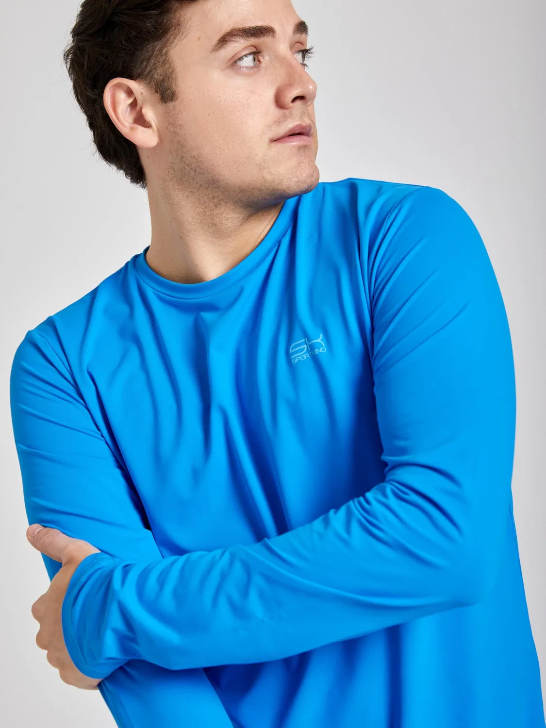 Спортивная футболка Sportkind Performance Shirt с круглым вырезом и длинными рукавами, бирюзового цвета — фото 4