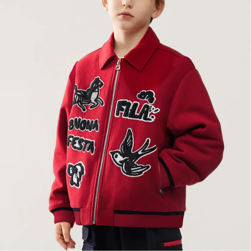 Куртка с утеплителем и лацканом Lapel Moderate FILA KIDS, rhythm красный-fpk — фото 4
