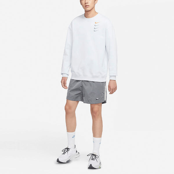 Толстовка Men's Nike French Terry Swoosh 4 Embroidered Round Neck Sports Pullover Autumn White Gold Color, белый — фото 3