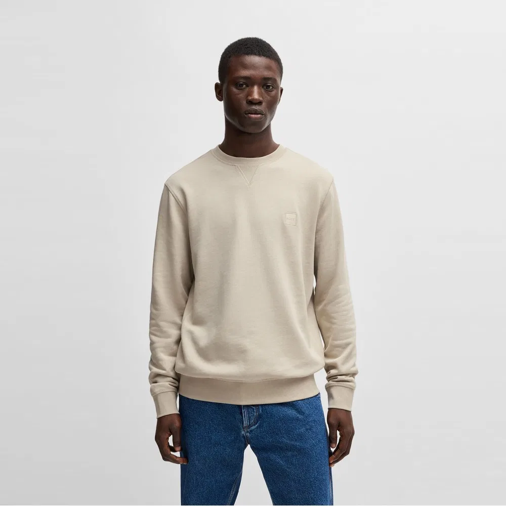 Мужской свитшот French Terry Regular Fit светло-бежевый от Boss