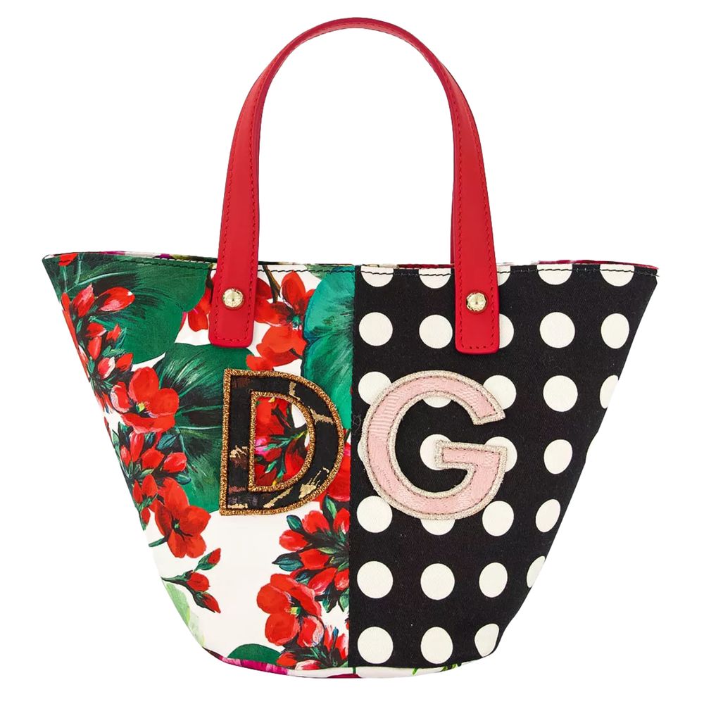 

Элегантная хлопковая сумка с цветочным узором и кожаными вставками Dolce & Gabbana, мультиколор
