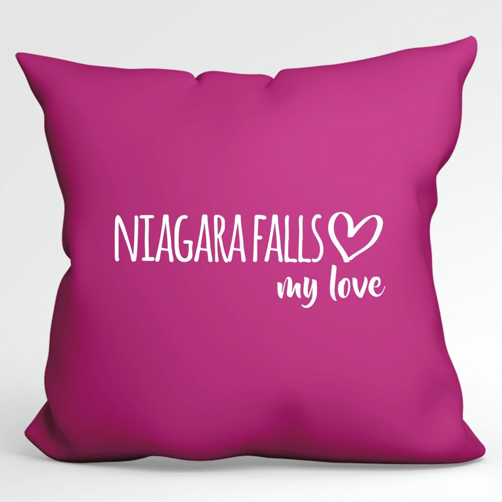 

Huuraa Pillow Niagara Falls my love декоративная подушка с наполнителем размером 40x40см цвета фуксии для всех любителей Ниагарского водопада США идея подарка для друзей и семьи Hellweg Druckerei