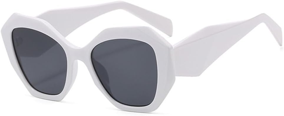 

Модные солнцезащитные очки большого размера «кошачий глаз» с многоугольным оправой, женские, в стиле ретро, ​​с ярким леопардовым принтом, солнцезащитные очки UV400 для мужчин с градиентным покрытием TYUVIVO, White Grey