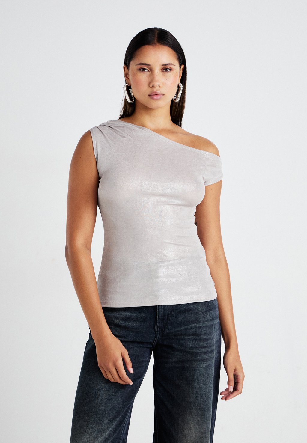 

Футболка с принтом SHIMMER DRAPE Weekday, серебристый