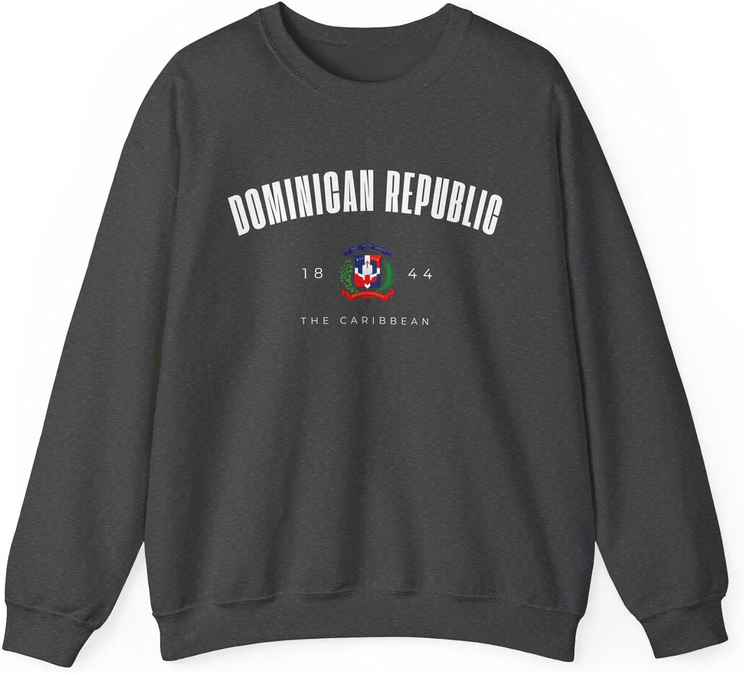 La Republica Dominicana, dominicano The Caribbean Унисекс свитшот с гербом Доминиканской Республики GENERIC, Dark Heather