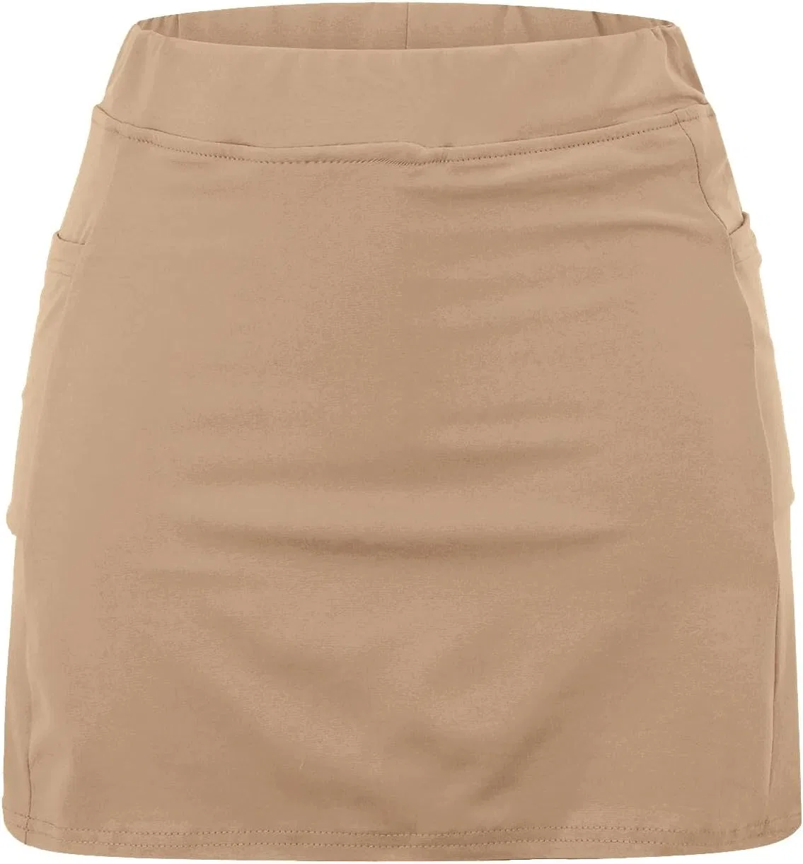 Спортивная юбка-шорты женская, высокая талия, цвет 5-khaki — фото 4