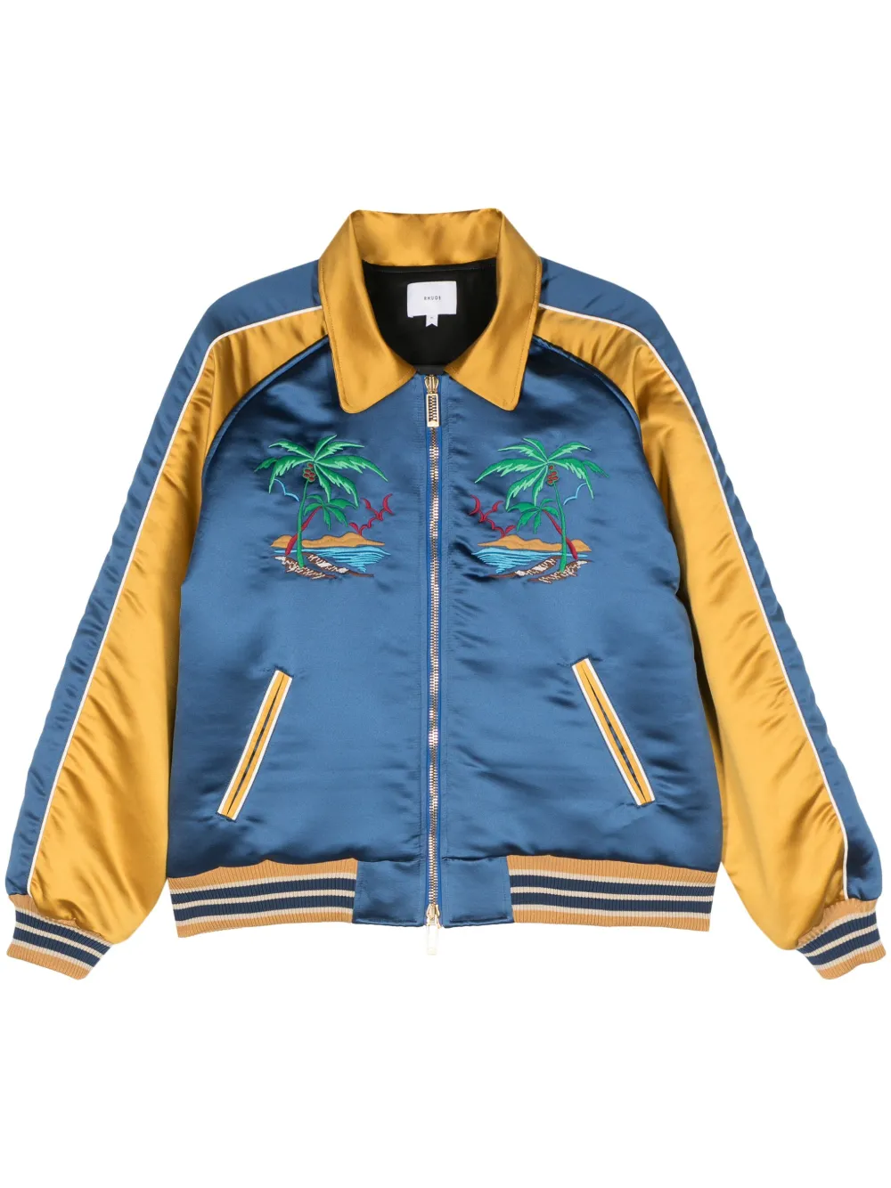

Бомбер в стиле колор-блок RHUDE, синий