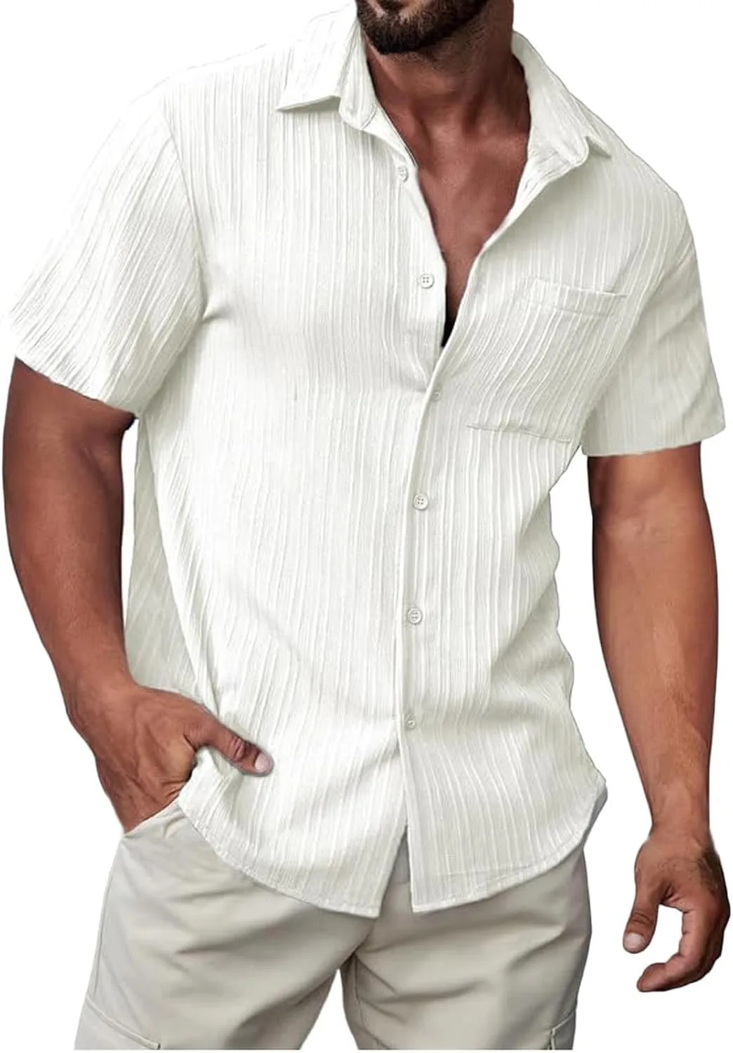 

Мужская повседневная рубашка с коротким рукавом QUNPIU