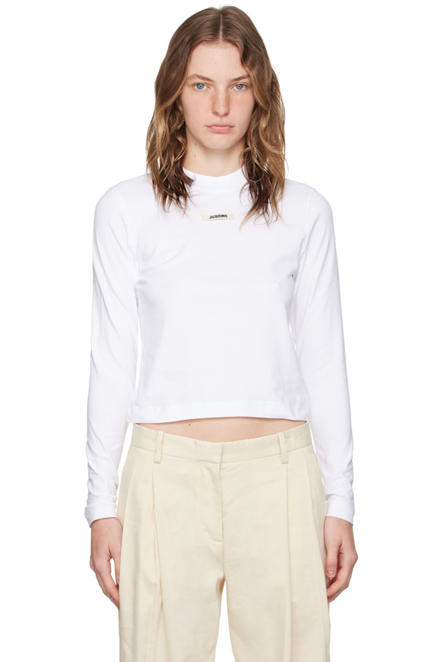 

Классическая футболка с крупной вязкой и длинными рукавами Long Sleeve T-Shirt Jacquemus, белый