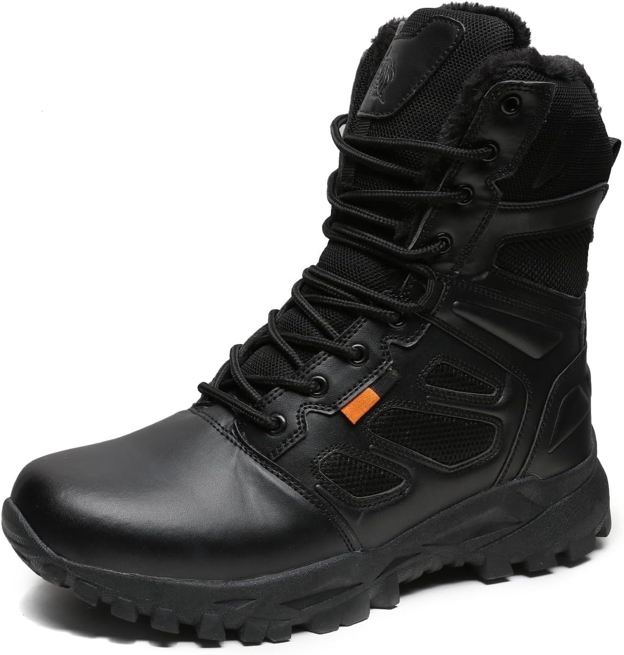 

Мужские высокие тактические ботинки на шнуровке с замшевой сеткой и меховой подкладкой, легкие, дышащие, с амортизирующей стелькой, нескользящие, с поддержкой голеностопа, для походов, кемпинга, миссий, повседневной работы и армии Tengfeifly, че...