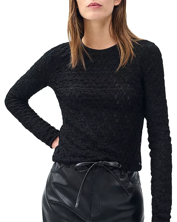 

Футболка с длинными рукавами Ellie с кружевом Rag & Bone, черный