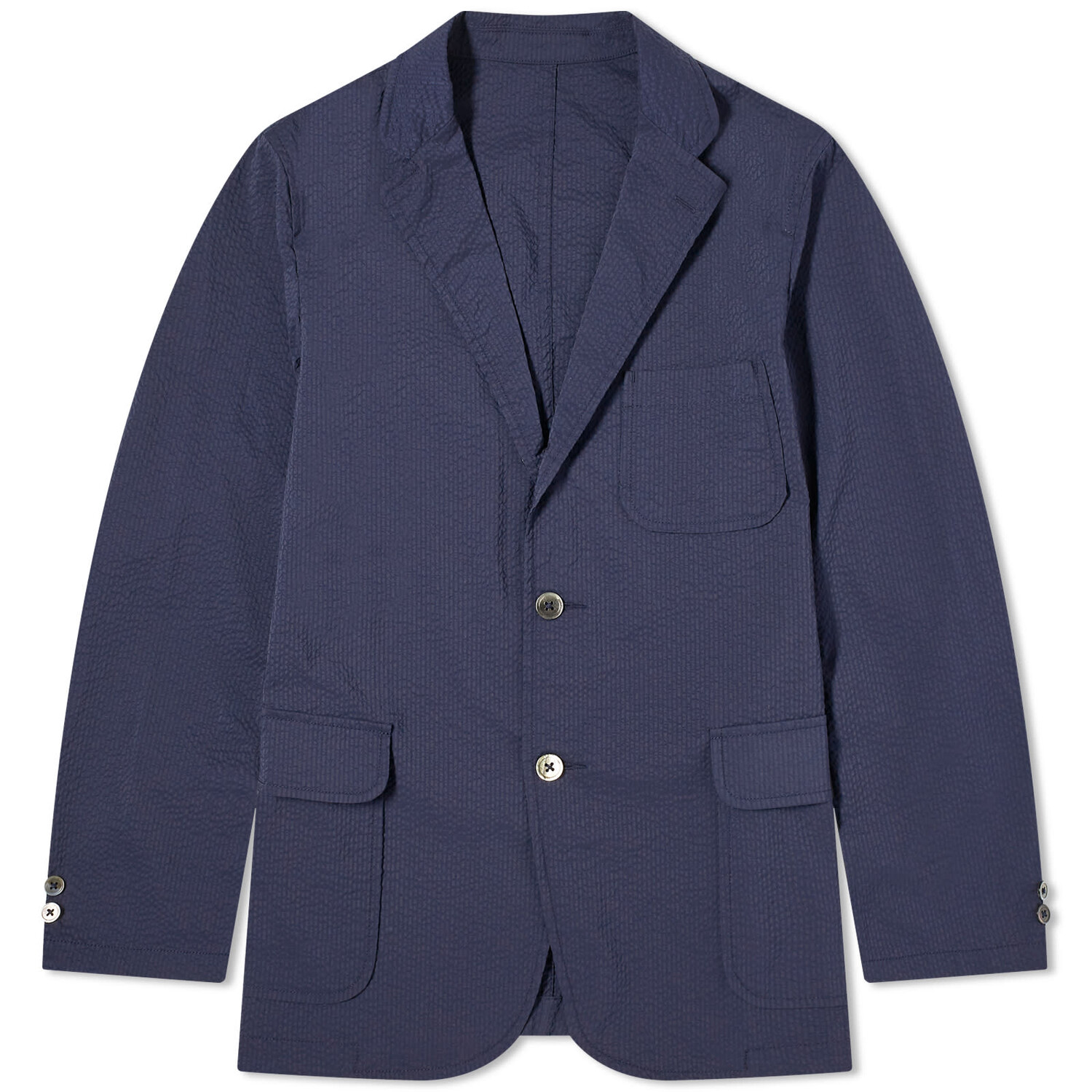 

Блейзер Beams Plus 3 Button Coolmax Seersucker Blazer, темно-синий