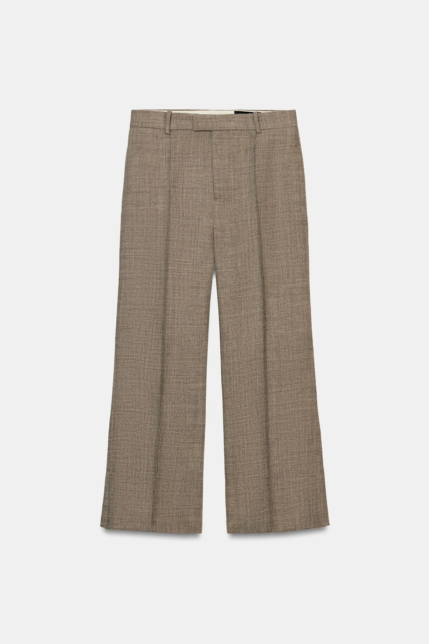 Укороченные расклешенные брюки из шерстяной смеси от zw collection Zara, коричневый — фото 3