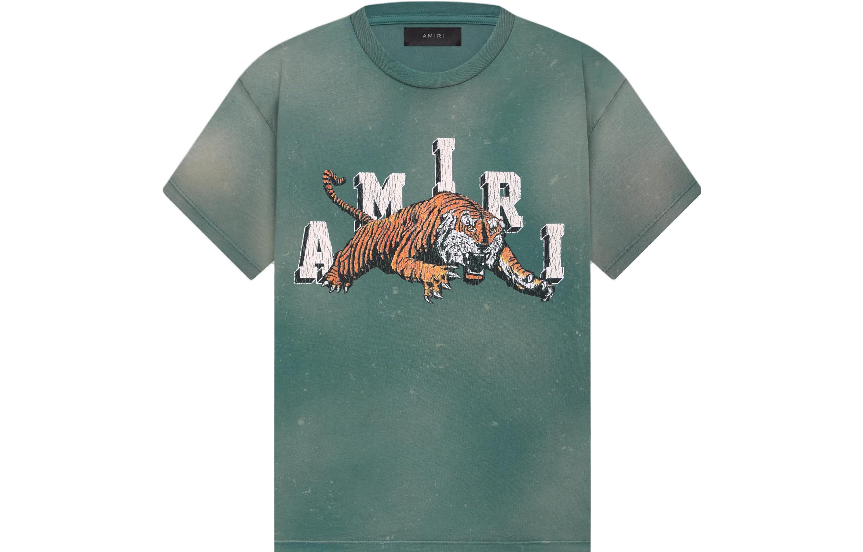 

Винтажная футболка с тигром AMIRI, зеленая