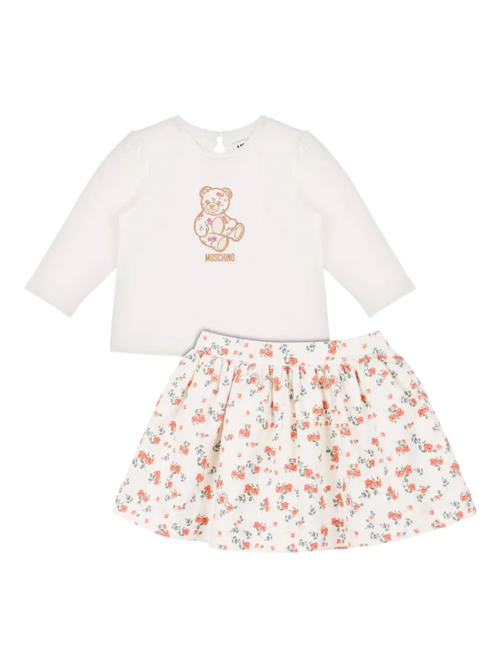 

Юбка с цветочным принтом и вышивкой Moschino Kids
