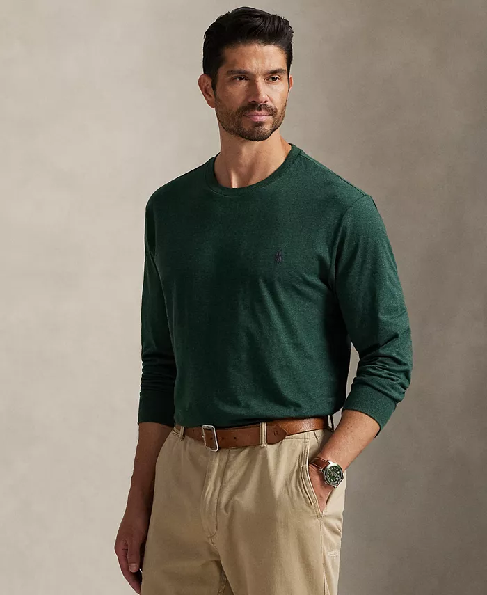 

Мужская футболка классического кроя из джерси с длинным рукавом для крупных и высоких мужчин Polo Ralph Lauren, зеленый