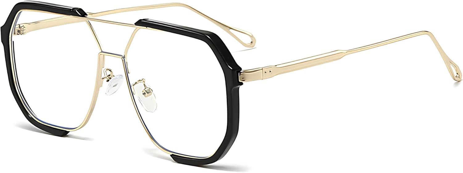 

Ретро-солнцезащитные очки-авиаторы большого размера в стиле «гептаграмма» для женщин и мужчин, модные винтажные очки, стильные солнцезащитные очки HEPTAGRAM 7, Black Frame Transparent Lens