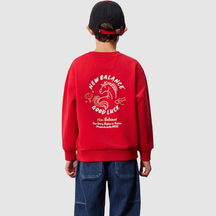 Детская толстовка с круглым вырезом, средней толщины New Balance, красный — фото 3