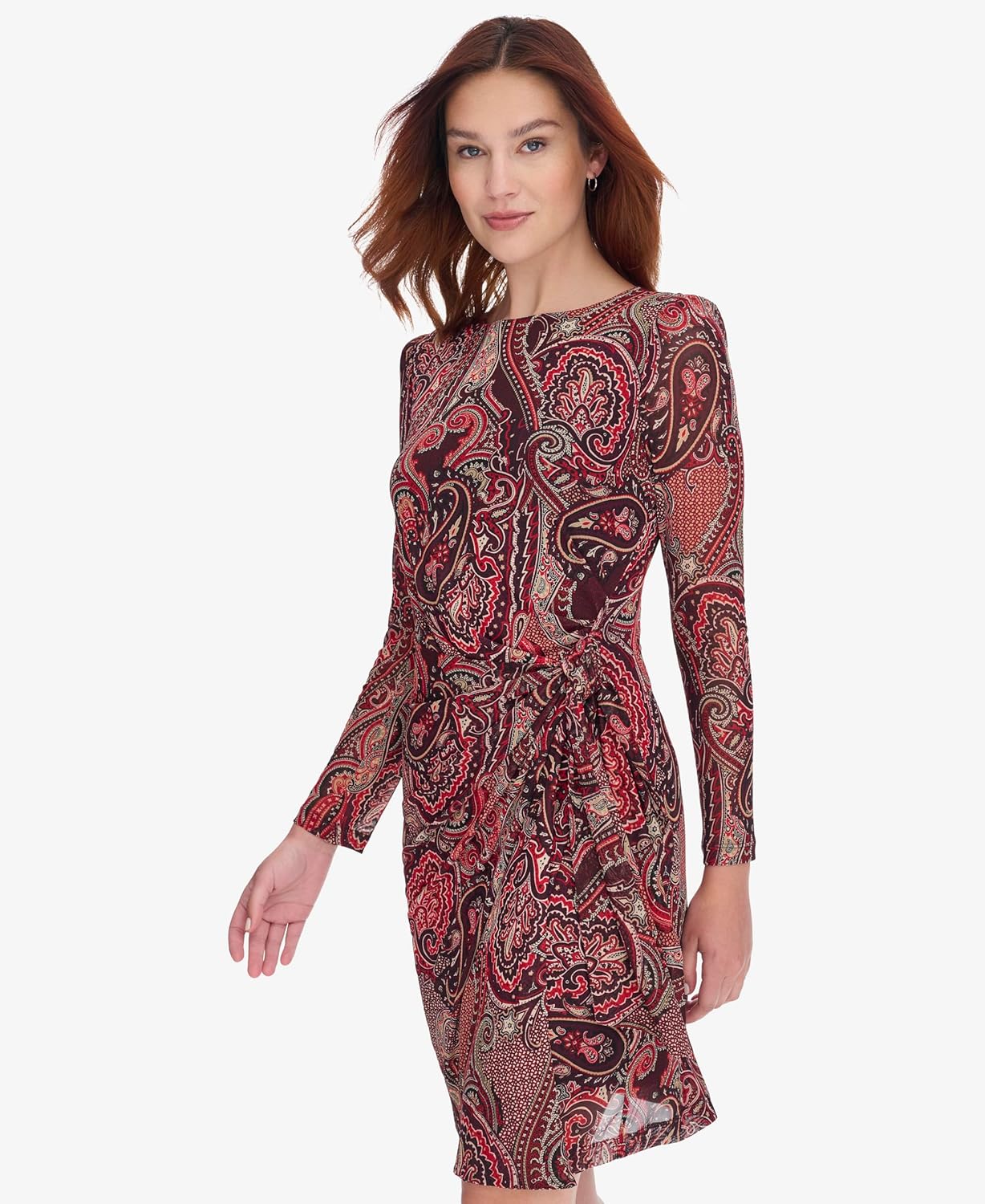 Женская сетчатая эластичная кофта с длинным рукавом Tommy Hilfiger, Aubergine/Chili Pepper — фото 3
