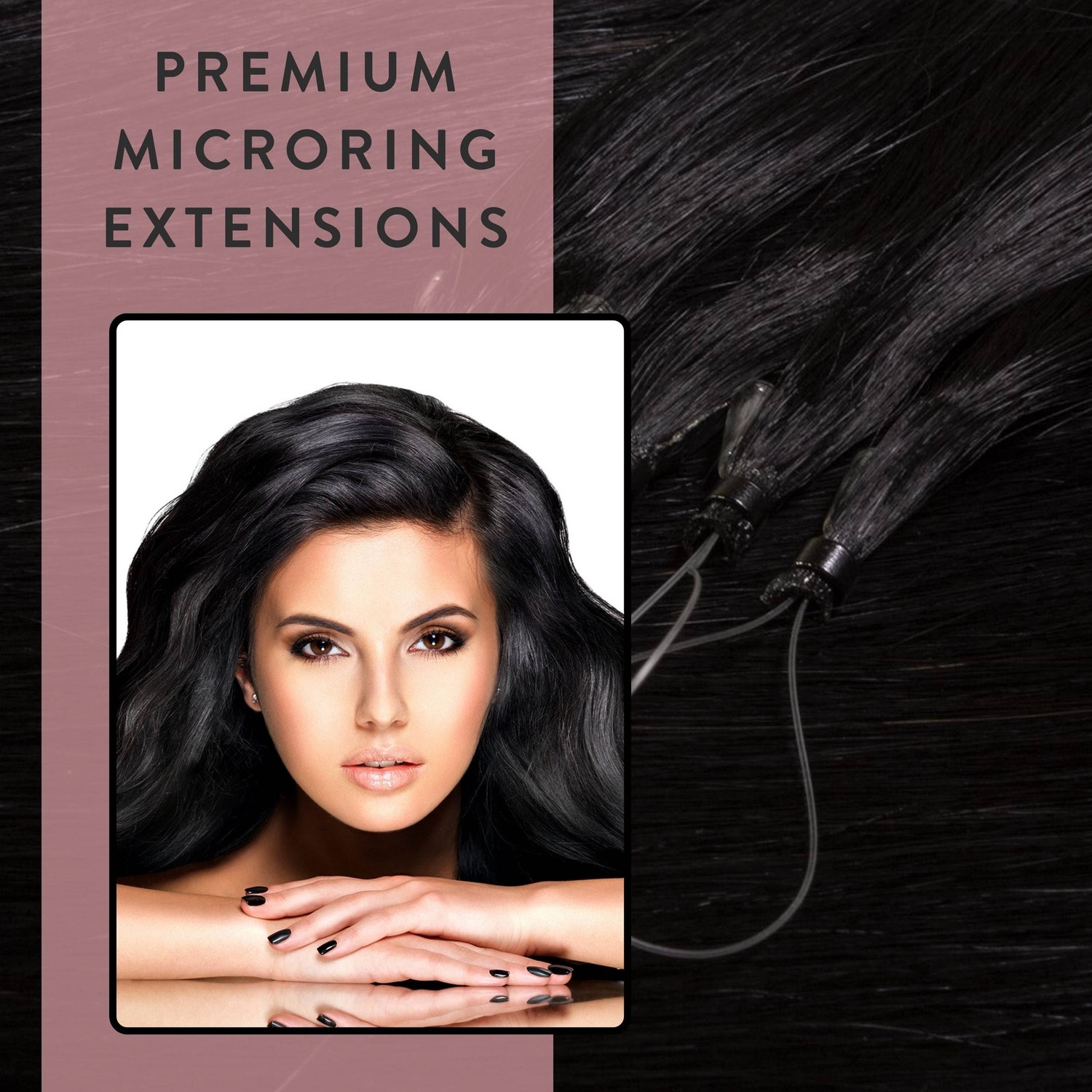 Накладные волосы microring extensions premium echthaar #2/0 schwarz 1g Hair2Heart, 50cm, количество 25 шт. — фото 2