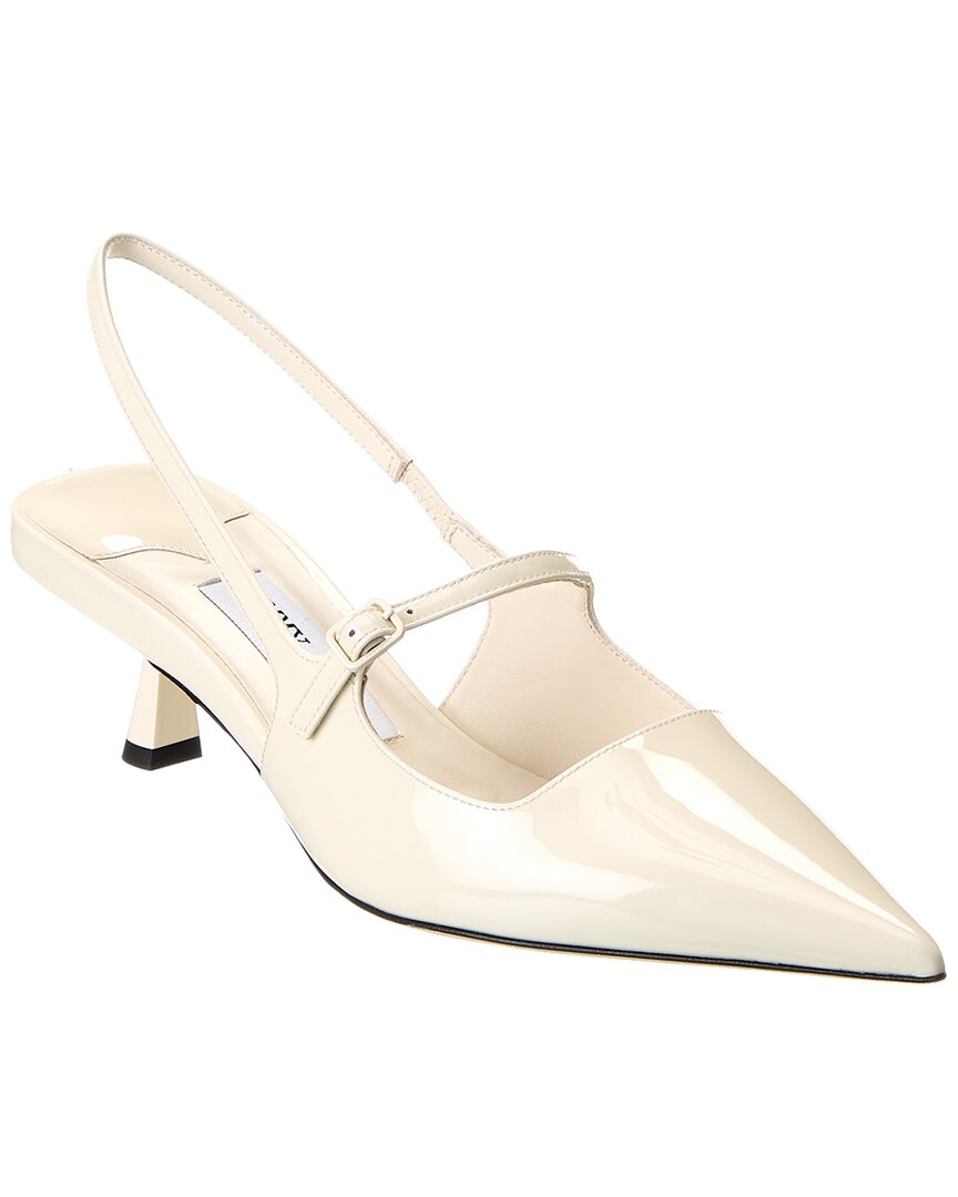 Патентованные туфли-лодочки Jimmy Choo Didi 45 с ремешком на пятке, белый