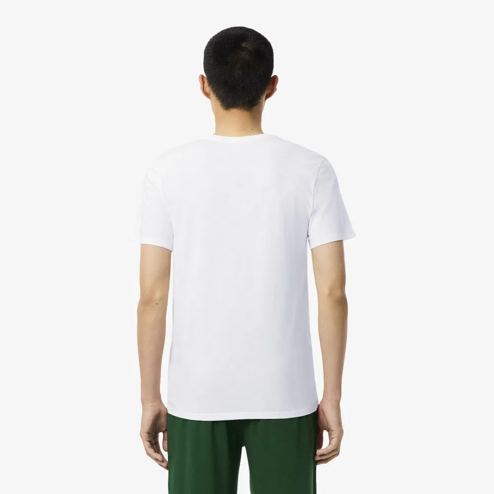 Футболка мужская Lacoste, набор из 3 шт., V-образный вырез, хлопок, белый — фото 3