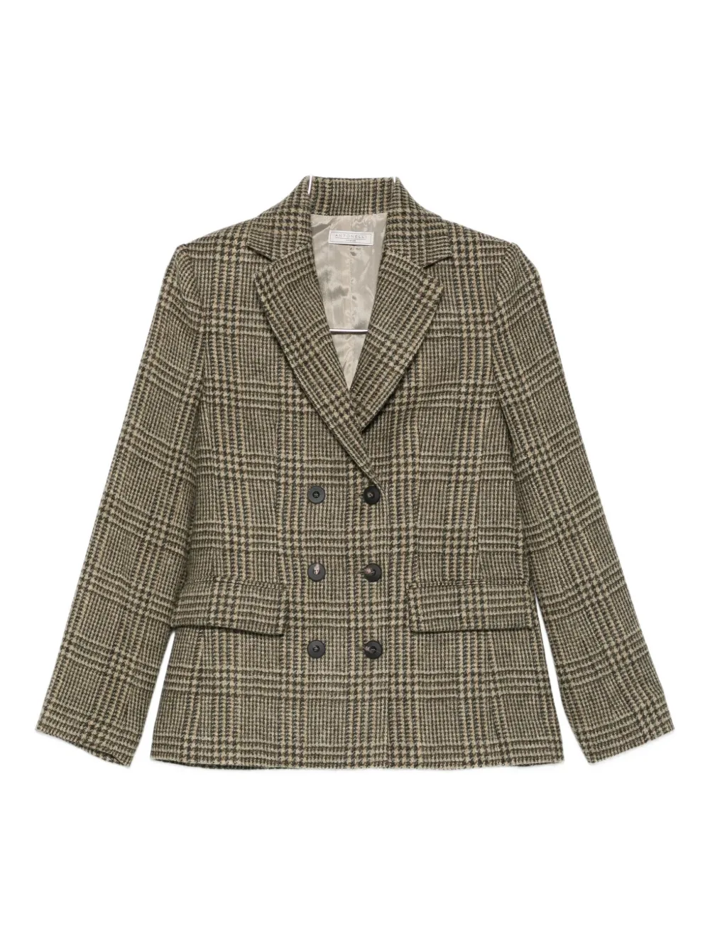 

Двубортный пиджак в клетку Antonelli, зеленый