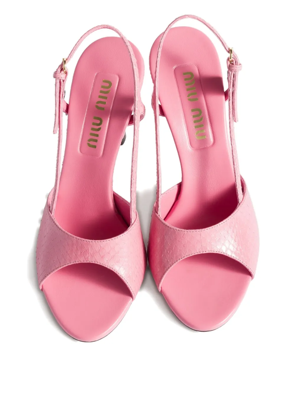 Сандалии с ремешком на пятке Miu Miu, розовый — фото 3