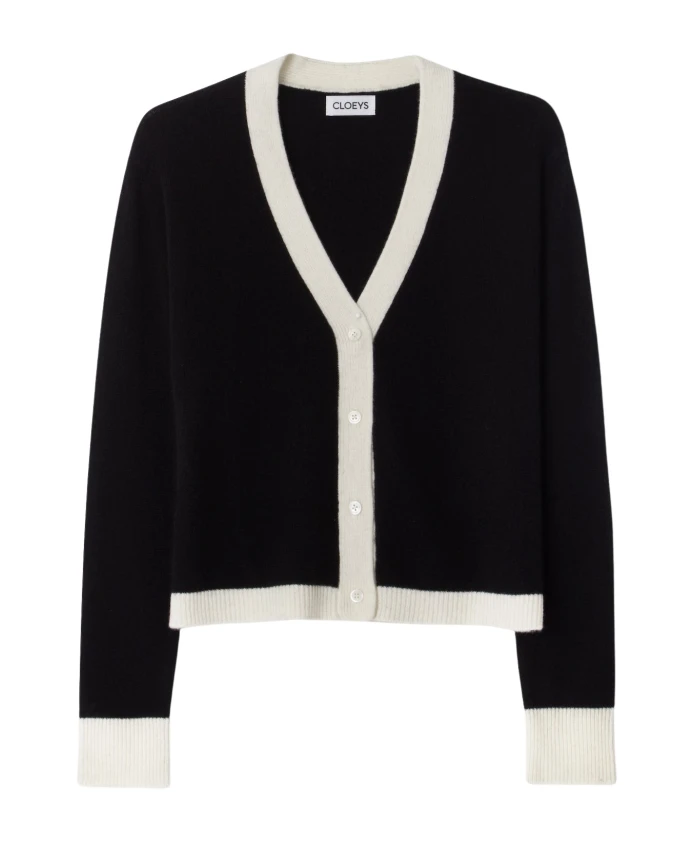 

Кашемировый кардиган с цветовыми блоками Cloeys, черный