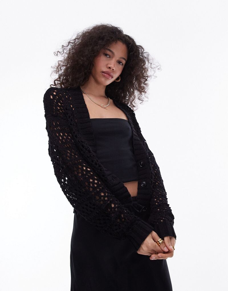 

Topshop - Черный вязаный кардиган со строчкой