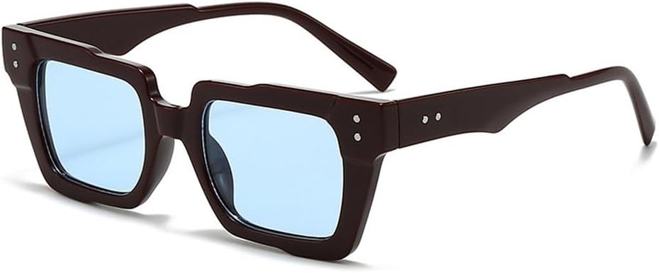 

Солнцезащитные очки в стиле ретро «кошачий глаз» для женщин с прозрачными линзами цвета океана, модные солнцезащитные очки для мужчин с заклепками, квадратной формой и в стиле панк SKFGNX, Dark Red Brown Blue