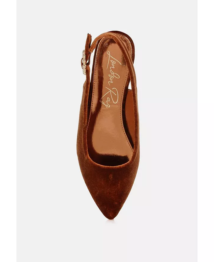 Dolan Velvet Slingback Туфли на плоской подошве женские сандалии London Rag, коричневый — фото 4