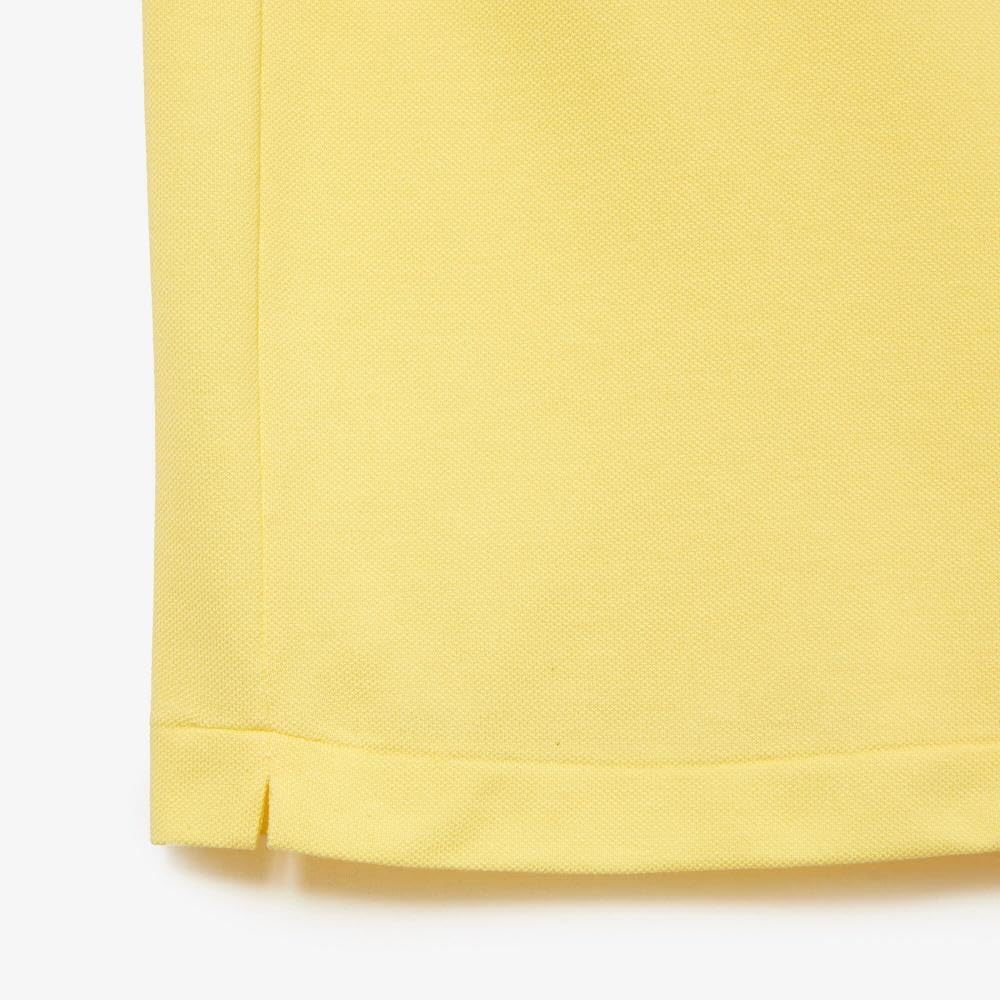 Поло Lacoste мужское удлиненное Petit pique, хлопок, желтый — фото 3