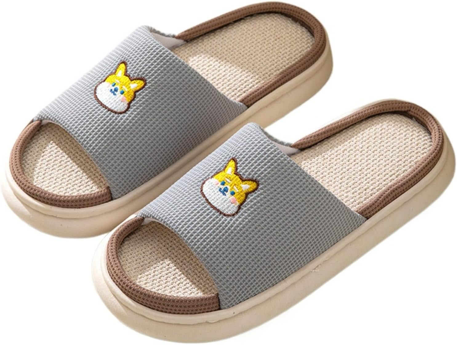 

Милые тапочки Корги для женщин и мужчин, пап, плюшевые, пушистые, забавные, кавай, мягкие для дома и улицы, с нескользящей подошвой, для спальни Elirar, серый