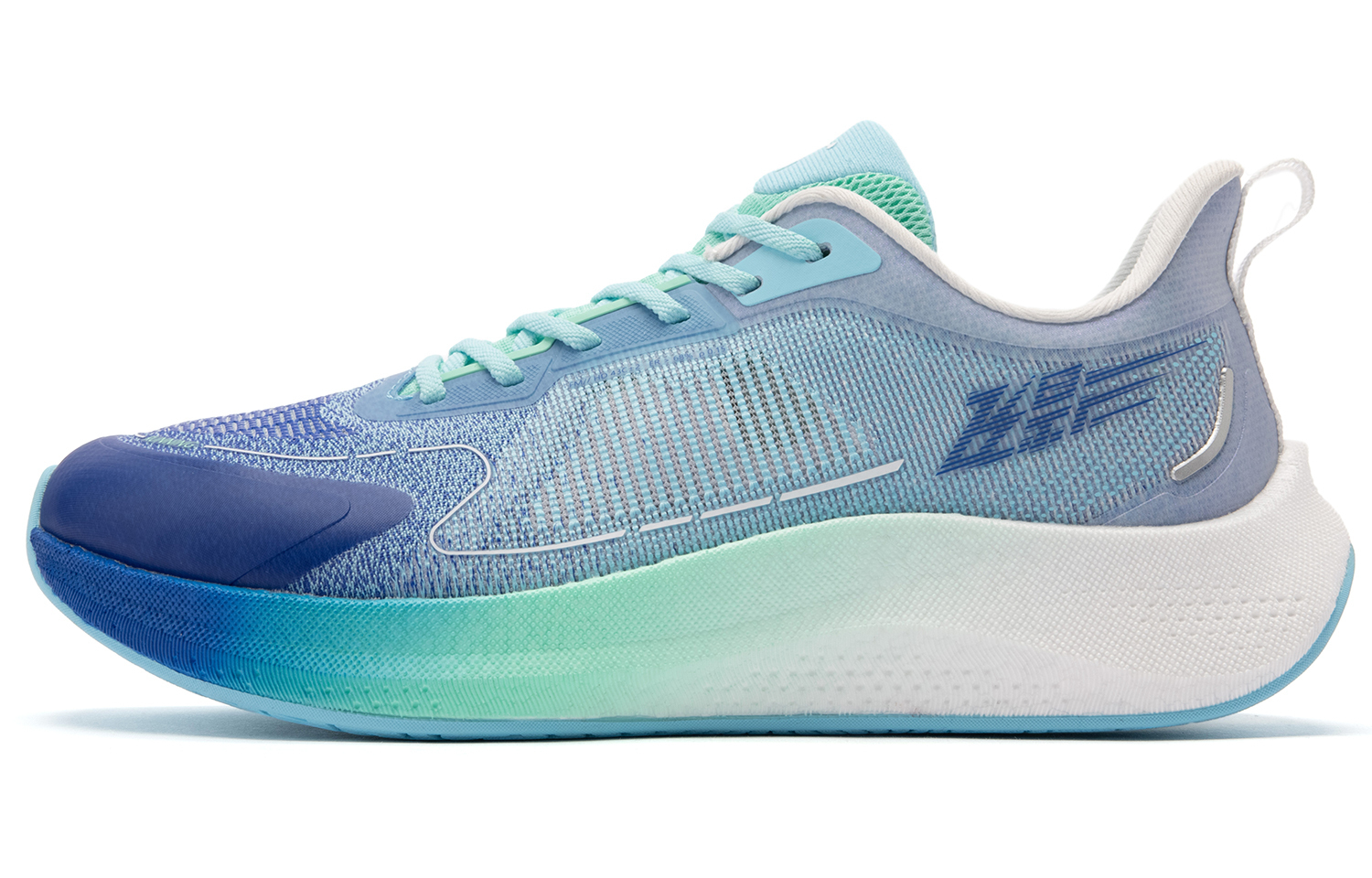 

Flying Shadow 3.0 Противоскользящие износостойкие низкие кроссовки для бега мужские бело-голубые QIAODAN, Грозовая синева/Умная зелень