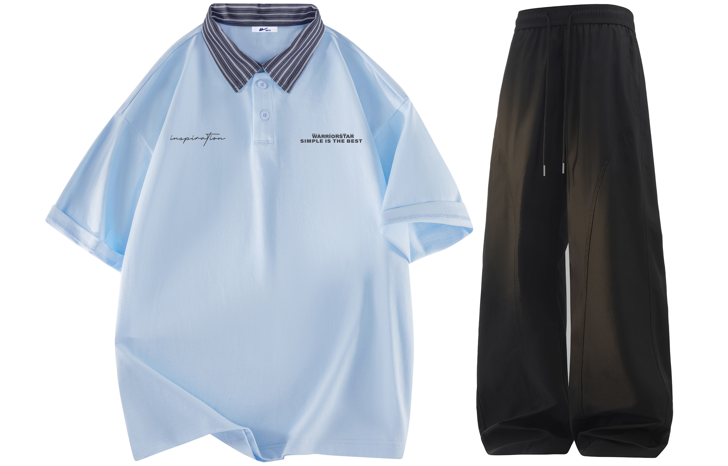 

Повседневная спортивная одежда Unisex WARRIOR, светло-синий top+черный pants