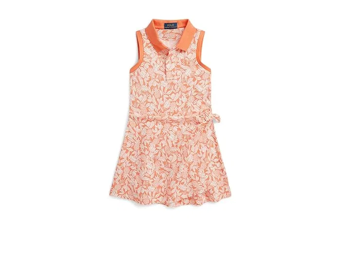 Платье поло с запахом ананас Pineapple Faux-wrap Mesh Polo Dress Polo Ralph Lauren Kids, Cassidy Blue
