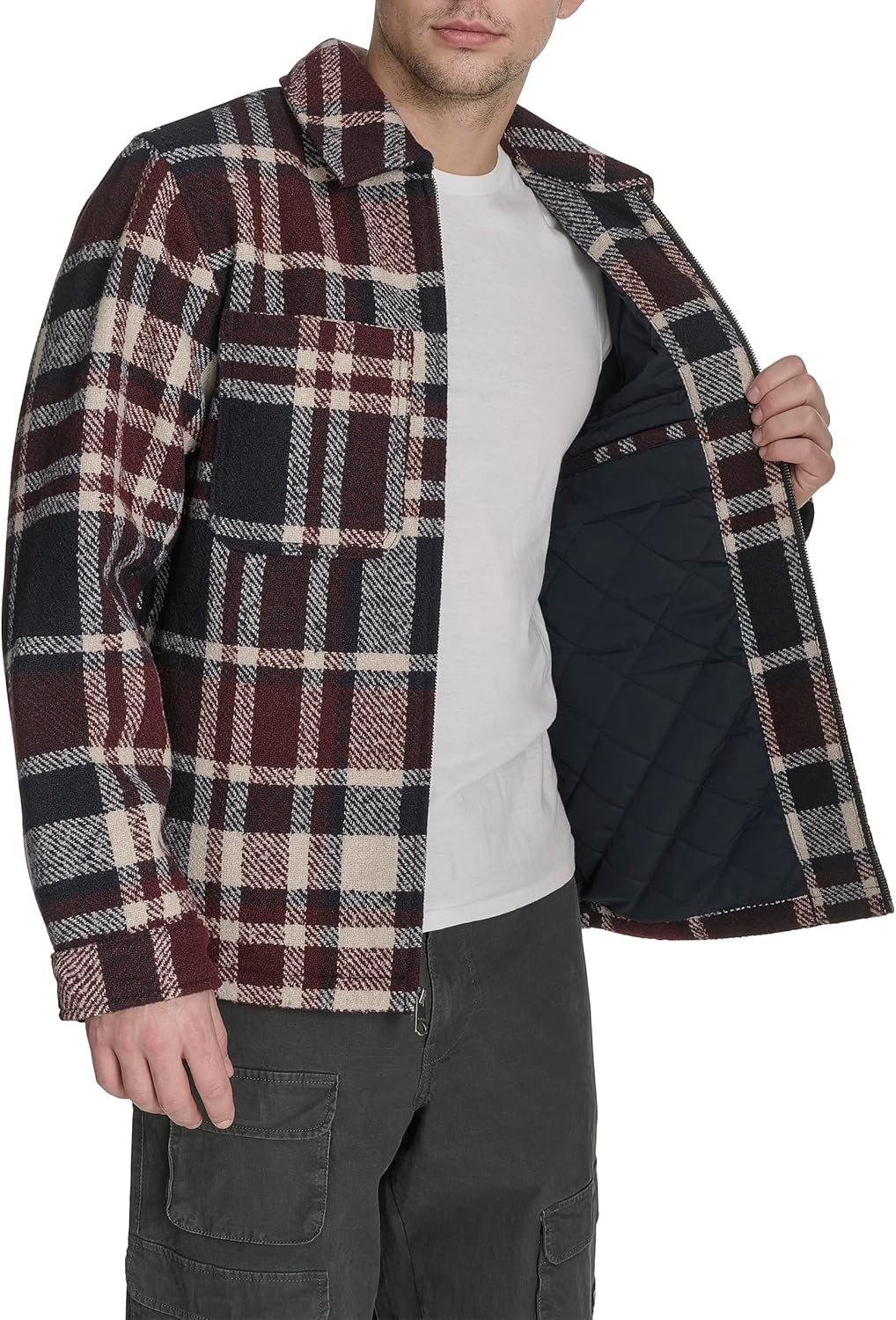 Мужская куртка Levi's Depot из шерстяной смеси, Navy/Burgundy Plaid — фото 4