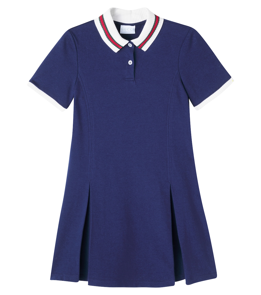Платье-поло из хлопка Web Stripe Gucci Kids, Wintery Night Sky/Mx