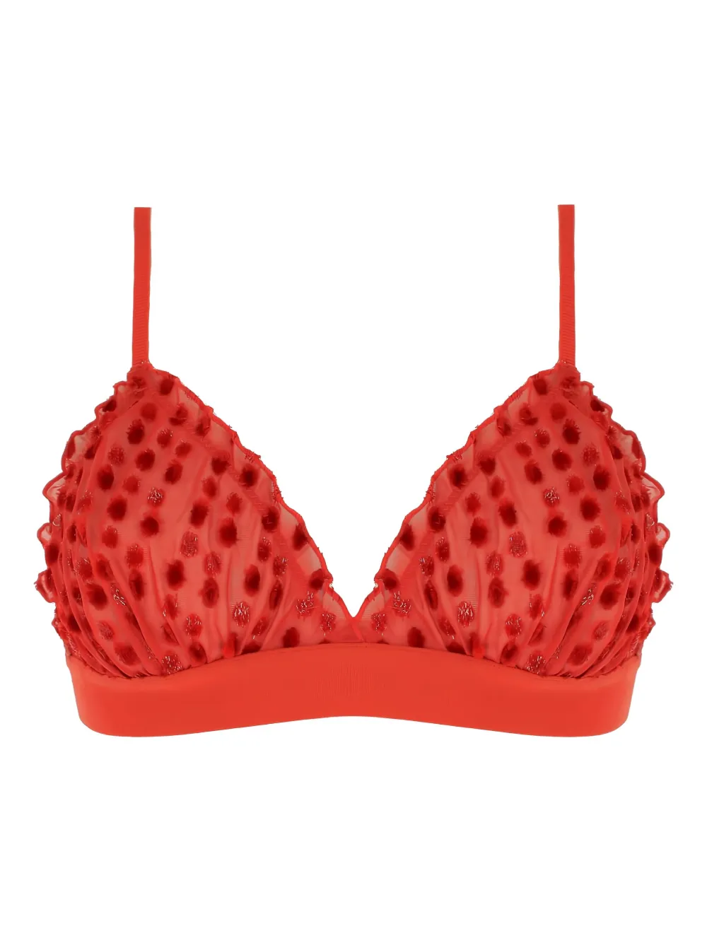 

Бюстгальтер с треугольными чашечками в бархатный горошек Love Stories, красный